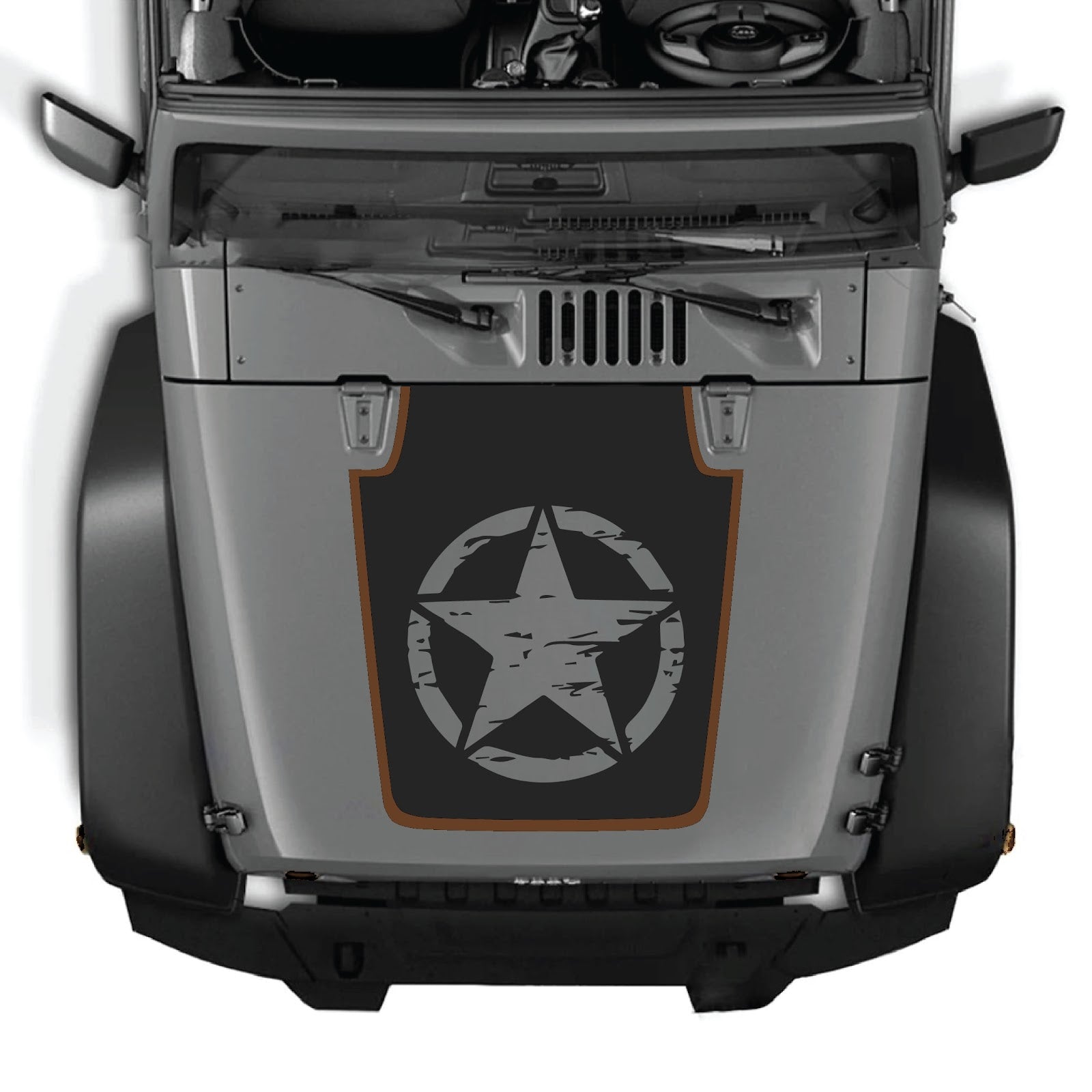 CarCode Jeep Wrangler JK/JKU hood decal style #78, stylish graphic sticker for 2007-2018 Jeep models, visible on vehicle hood.