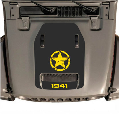 alt
Autocollant de capot CarCode pour Jeep Wrangler JL/JLU Rubicon 392 et JT Gladiator Mojave, style n°44, posé sur le capot, motif noir et gris.