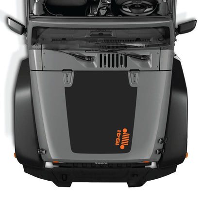 CarCode Jeep Wrangler JK/JKU hood decal Style #60, black graphic decal for 2007-2018 off-road vehicle customization