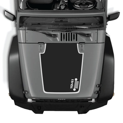 CarCode hood decal for Jeep Wrangler JK/JKU 2007-2018, Style #59, black and white graphic design on vehicle hood
