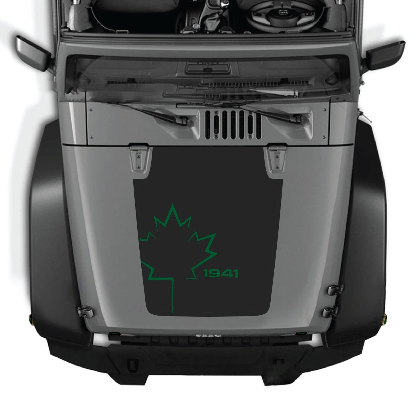 CarCode hood decal for Jeep Wrangler JK/JKU 2007-2018, Style #10, featuring bold graphic design on vehicle's hood.