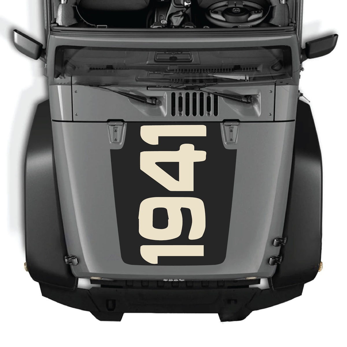 CarCode hood decal for Jeep Wrangler JK/JKU 2007-2018, style #48, featuring bold graphic design on the vehicle's hood.