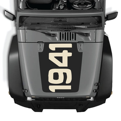 CarCode hood decal for Jeep Wrangler JK/JKU 2007-2018, style #48, featuring bold graphic design on the vehicle's hood.