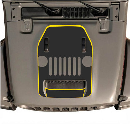 CarCode hood decal for Jeep Wrangler JL/JLU Rubicon 392 and JT Gladiator Mojave 2020-2026, style #69, shown on vehicle hood