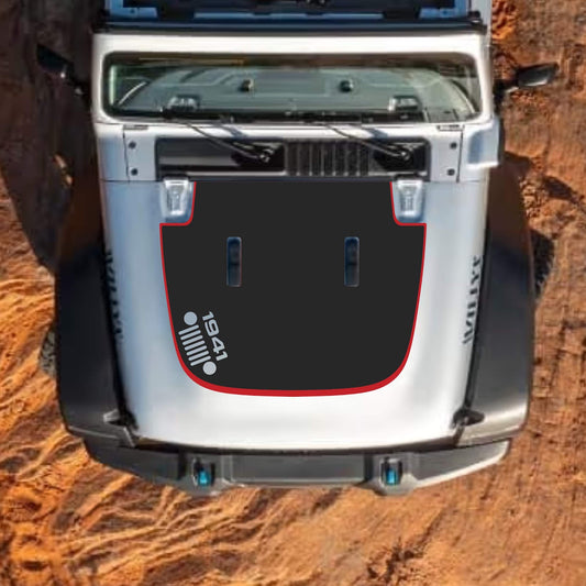 CarCode hood decal for Jeep Wrangler JL JLU and Gladiator JT, stylish 2018+ standard hood decal with #93 design.