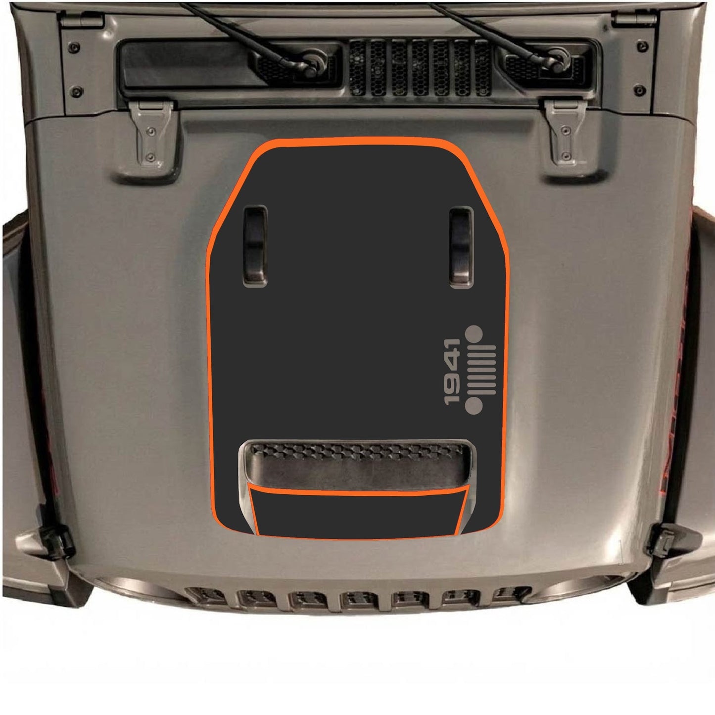 CarCode hood decal for Jeep Wrangler JL/JLU Rubicon 392 and JT Gladiator Mojave, stylish 96 design on vehicle hood.