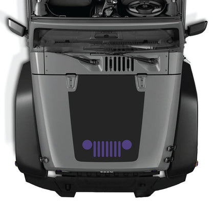 CarCode Jeep Wrangler JK/JKU hood decal style #28, black graphic sticker for 2007-2018 models on the vehicle's hood.