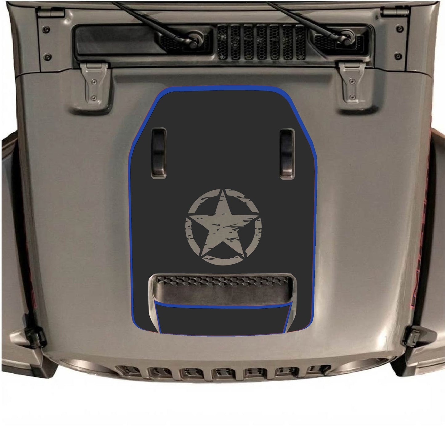 CarCode hood decal for Jeep Wrangler JL/JLU Rubicon 392 and Gladiator Mojave 2020-2026, stylish vehicle graphics on hood.