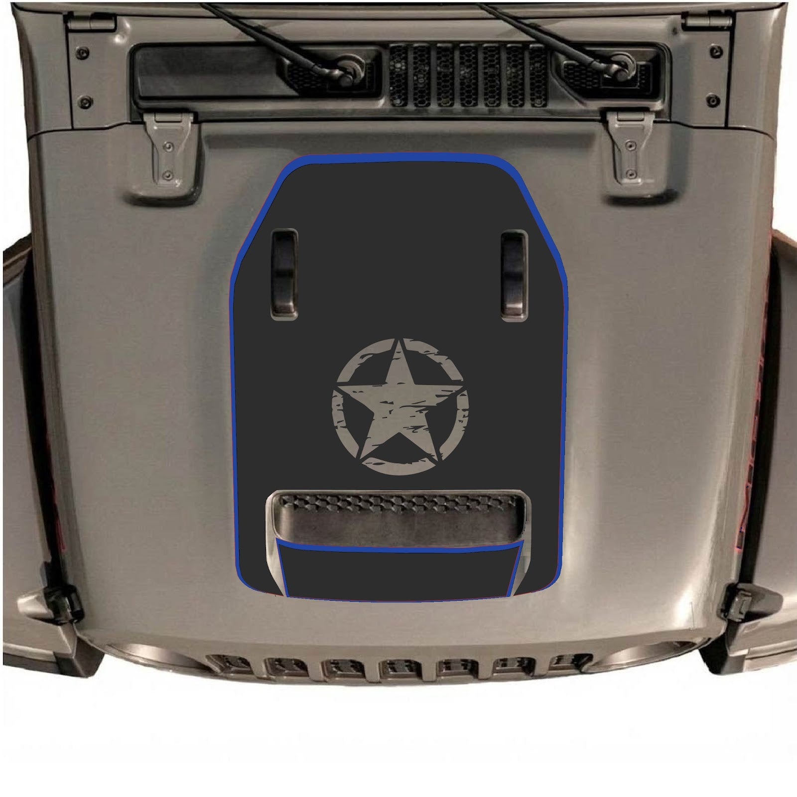 CarCode hood decal for Jeep Wrangler JL/JLU Rubicon 392 and Gladiator Mojave 2020-2026, stylish vehicle graphics on hood.
