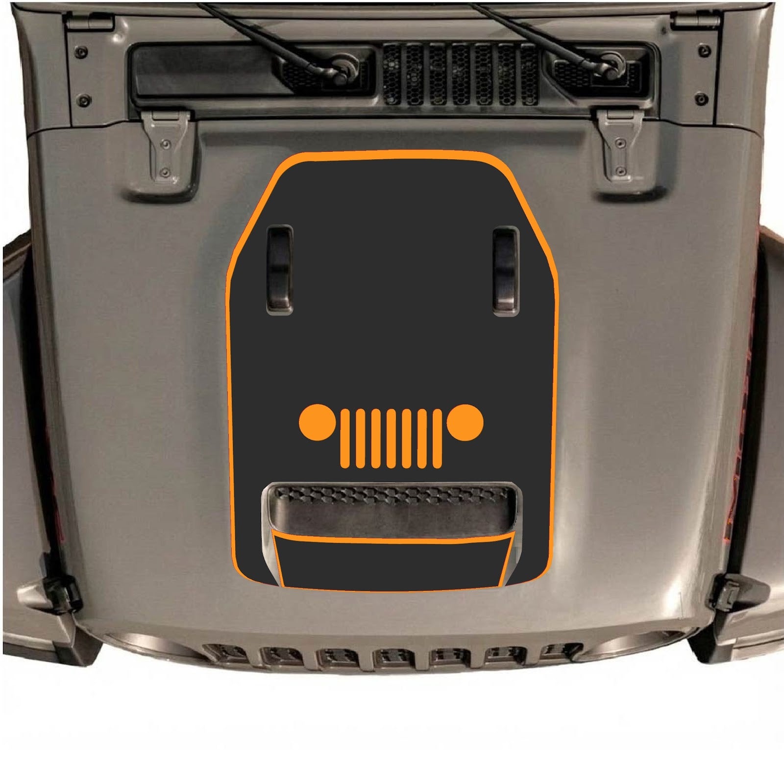 CarCode hood decal for Jeep Wrangler JL/JLU Rubicon 392 and JT Gladiator Mojave 2020-2026, stylish vehicle decal on a dark background