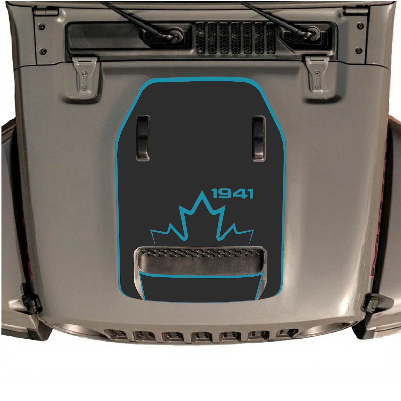 CarCode hood decal for Jeep Wrangler JL/JLU Rubicon 392 and JT Gladiator Mojave 2020-2026, style #17, shown on vehicle hood.