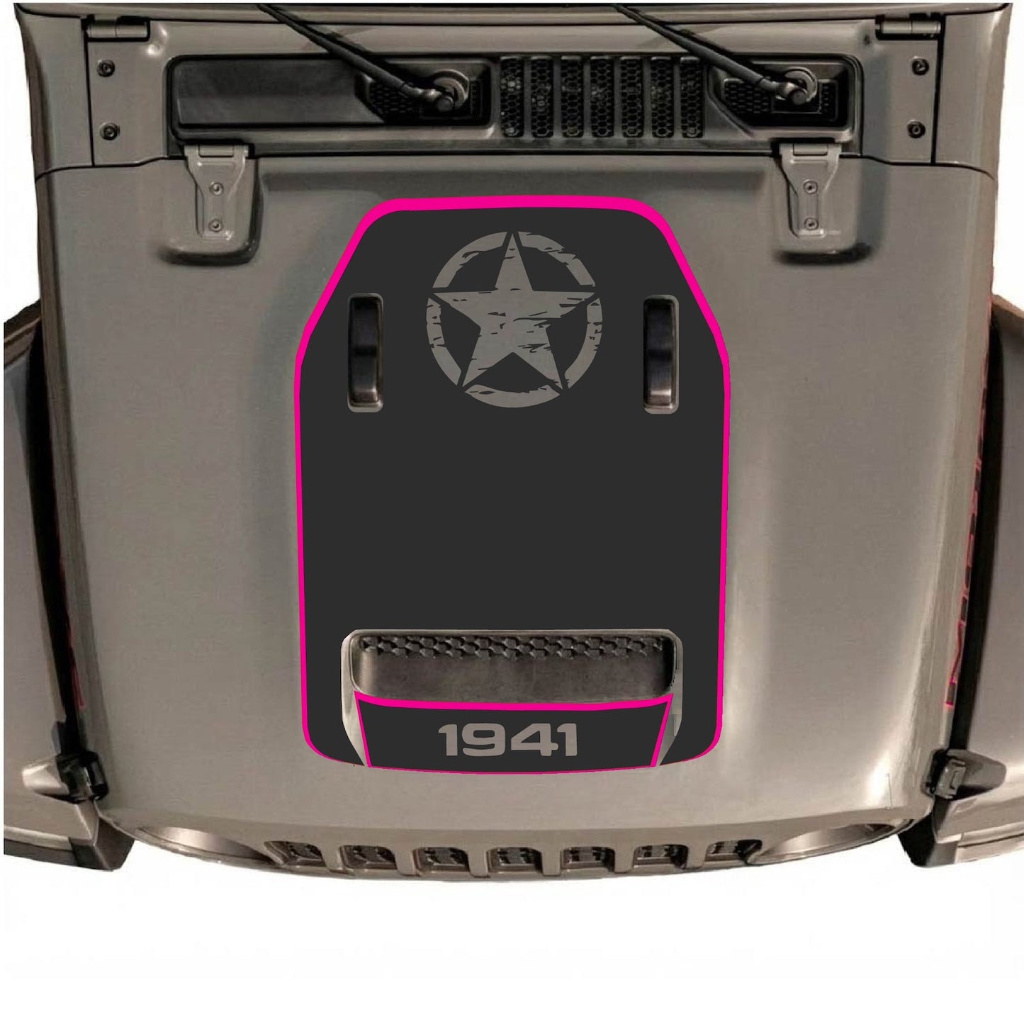 CarCode hood decal for Jeep Wrangler JL/JLU Rubicon 392 and JT Gladiator Mojave, stylish graphic design on vehicle hood