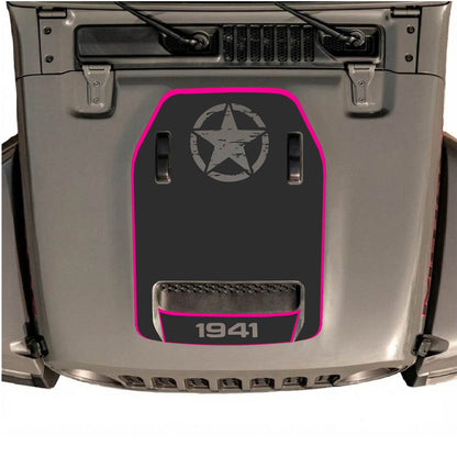 CarCode hood decal for Jeep Wrangler JL/JLU Rubicon 392 and JT Gladiator Mojave, stylish graphic design on vehicle hood
