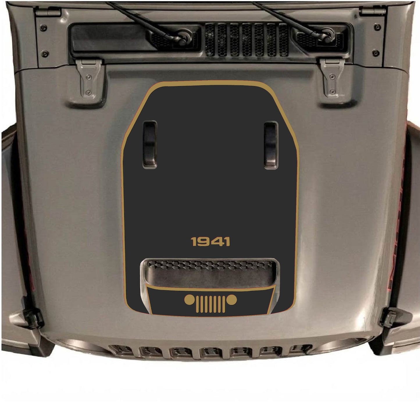 CarCode hood decal for Jeep Wrangler JL/JLU Rubicon 392 and JT Gladiator Mojave 2020-2026, style #59, shown on vehicle hood.