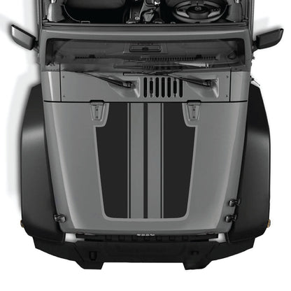 Jeep Wrangler JK/JKU hood decal by CarCode, Style #89, in black with bold design on vehicle hood.