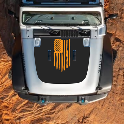 CarCode Jeep Wrangler JL and Gladiator JT hood decal in style #07, black and white graphic design on standard 2018+ hood.