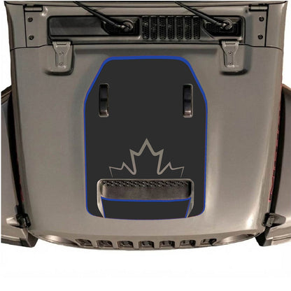 Jeep Wrangler JL/JLU or Gladiator Mojave hood decal by CarCode, Style #78, in black with bold graphic design on vehicle hood.