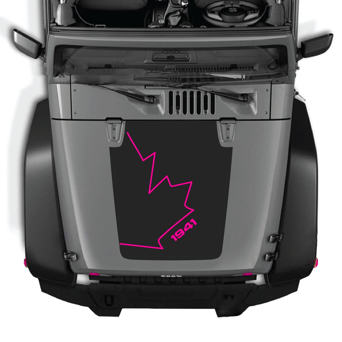 CarCode hood decal for Jeep Wrangler JK/JKU 2007-2018, style #08, featuring bold, stylish design on the vehicle's hood.