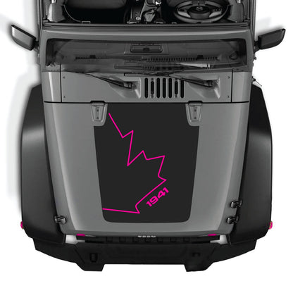 CarCode hood decal for Jeep Wrangler JK/JKU 2007-2018, style #08, featuring bold, stylish design on the vehicle's hood.