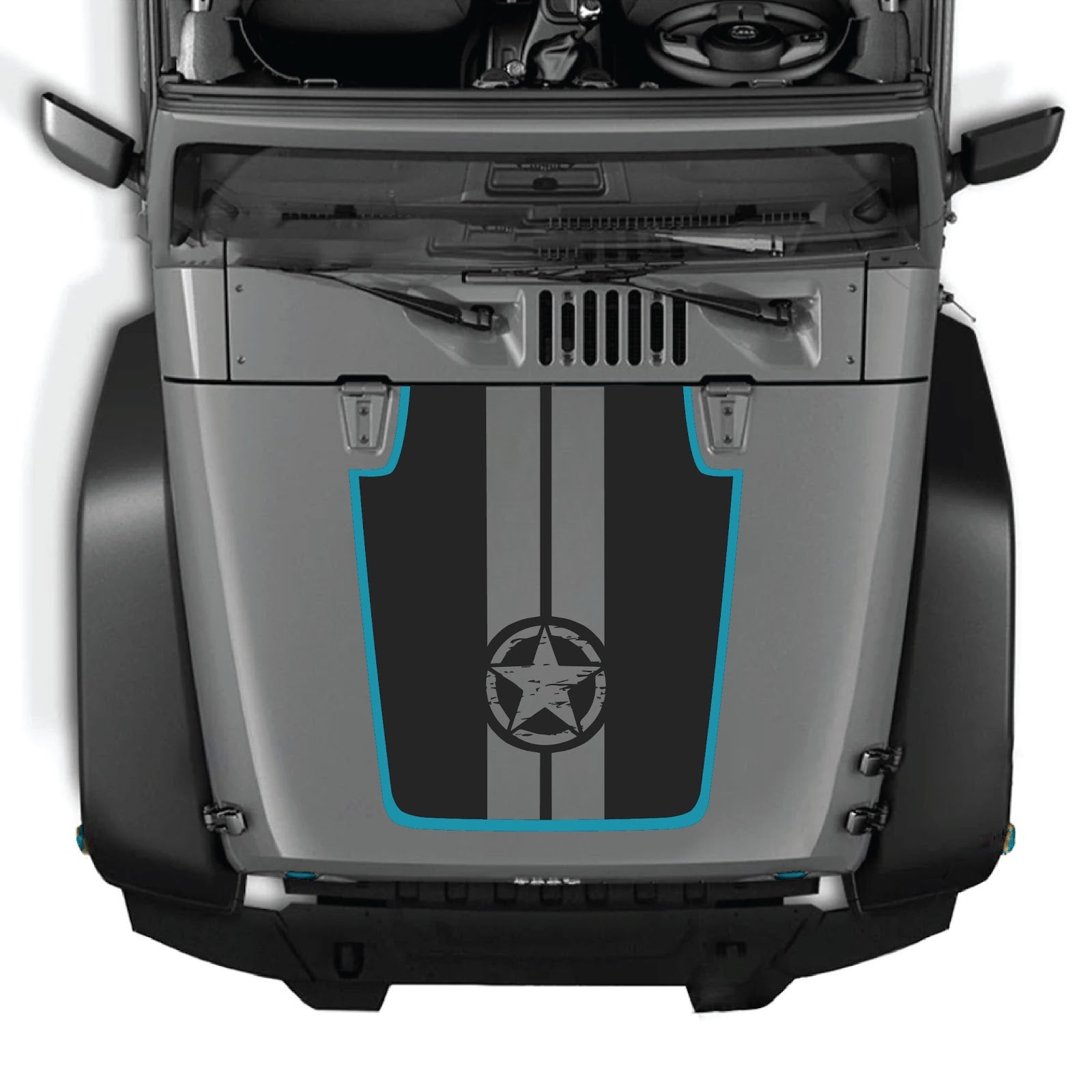 CarCode Jeep Wrangler JK/JKU hood decal Style #88 in black, featuring bold graphic design for 2007-2018 models.