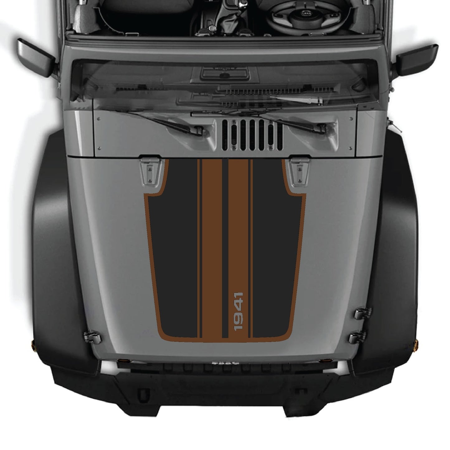 CarCode Jeep Wrangler JK/JKU hood decal Style #66 in black, featuring bold graphic design on the vehicle's hood.