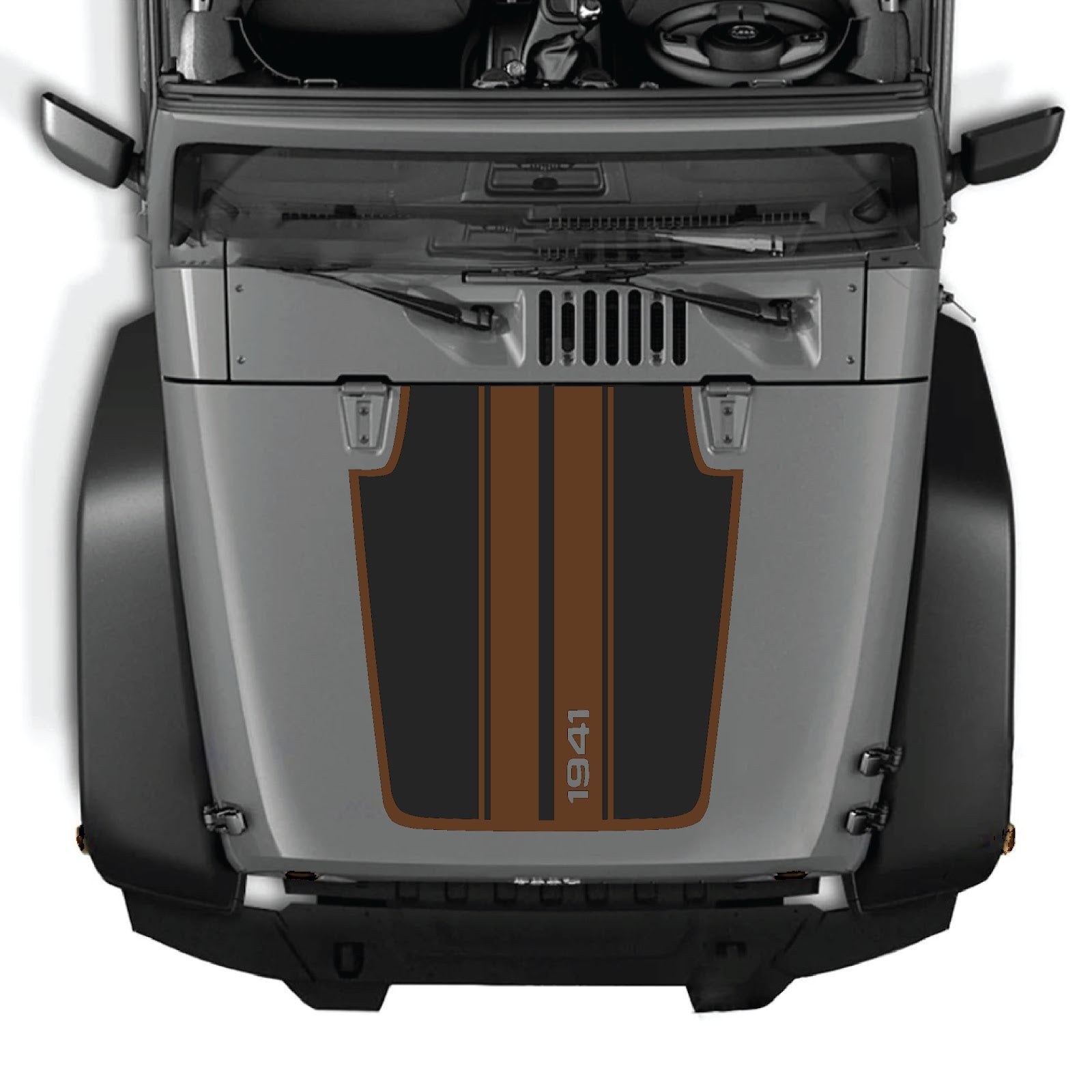 CarCode Jeep Wrangler JK/JKU hood decal Style #66 in black, featuring bold graphic design on the vehicle's hood.