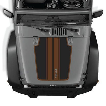 CarCode Jeep Wrangler JK/JKU hood decal Style #66 in black, featuring bold graphic design on the vehicle's hood.
