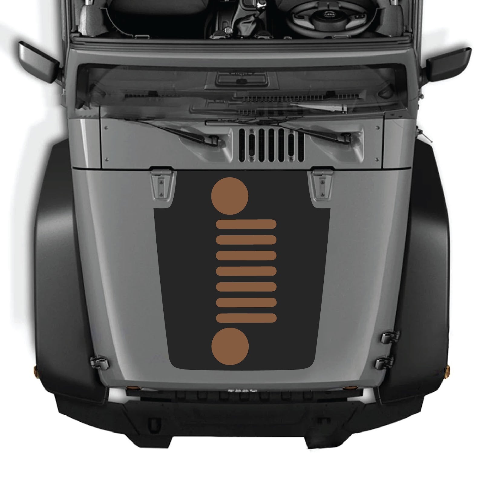 Jeep Wrangler JK/JKU hood decal by CarCode, style #51, black graphic sticker on the vehicle's hood for a customized look.