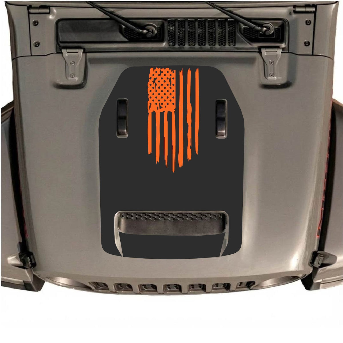 CarCode hood decal for Jeep Wrangler JL/JLU Rubicon 392 and JT Gladiator Mojave 2020-2026, style #32, shown on vehicle hood.