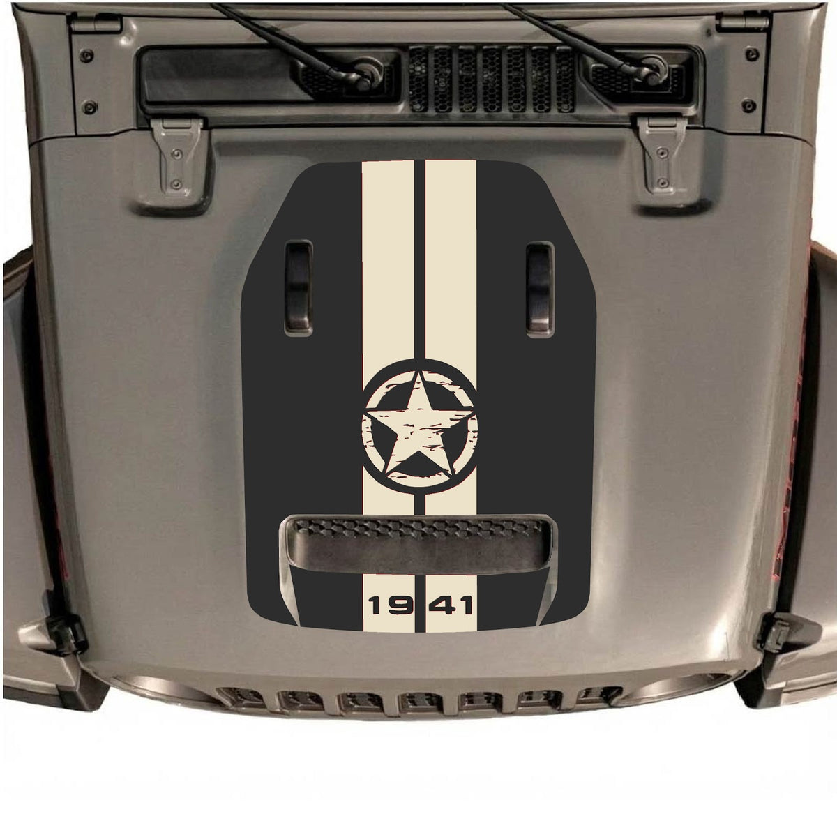 alt
Autocollant de capot CarCode pour Jeep Wrangler JL/JLU Rubicon 392 et JT Gladiator Mojave 2020-2026, style #06, affiché sur le capot du véhicule.