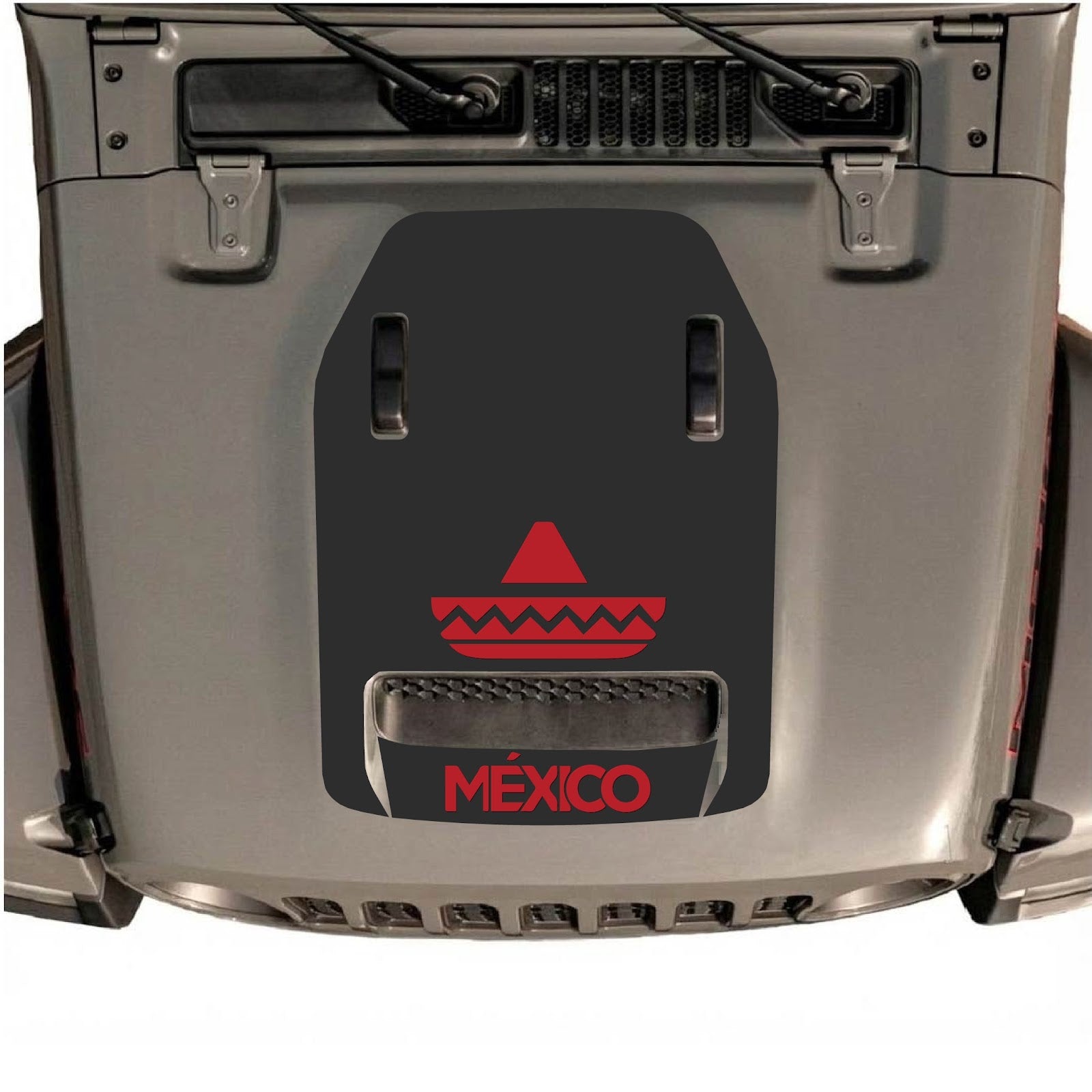 CarCode hood decal for Jeep Wrangler JL/JLU Rubicon 392 and JT Gladiator Mojave 2020-2026, style #16, shown on vehicle hood.