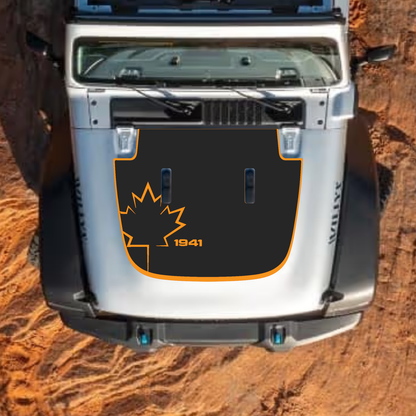 CarCode hood decal for Jeep Wrangler JL, JLU, Gladiator JT, 2018+ models, stylish decal designed for standard hood.