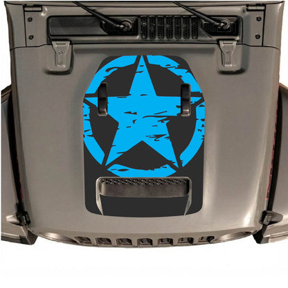 Jeep Wrangler JL/JLU Rubicon 392 or JT Gladiator Mojave hood decal in style #36, black and gray graphic design on vehicle hood