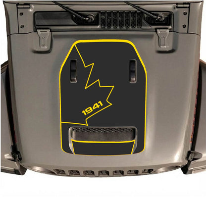 CarCode hood decal for Jeep Wrangler JL/JLU Rubicon 392 and JT Gladiator Mojave 2020-2026, style #25, applied on vehicle hood.
