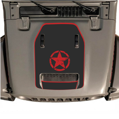 Jeep Wrangler JL/JLU Rubicon 392 or Gladiator Mojave hood decal by CarCode, style #45, in black and white with bold design.
