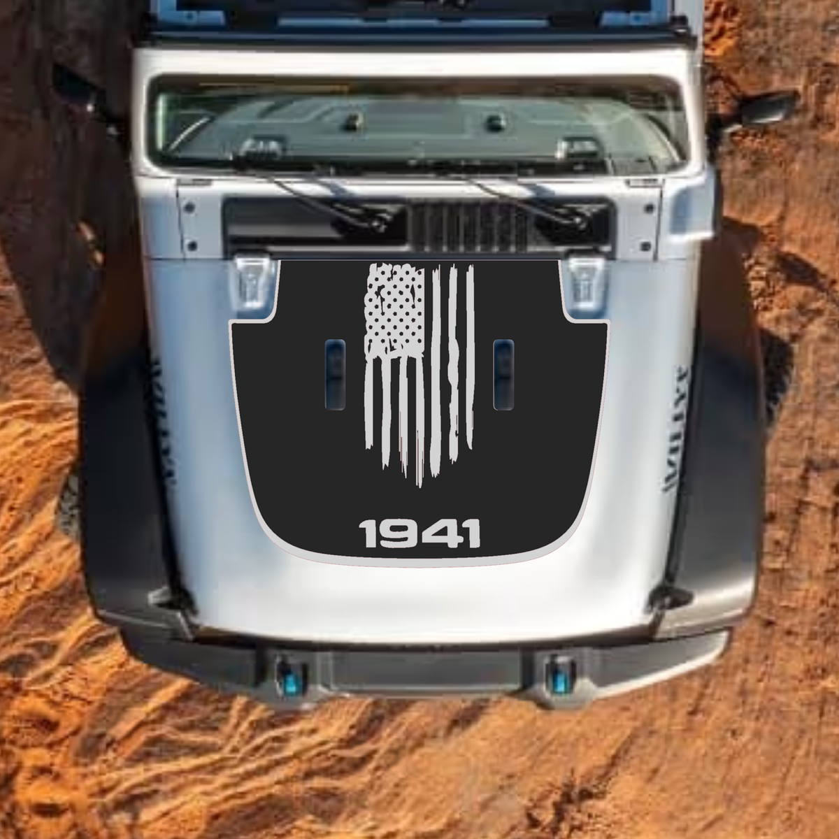 CarCode hood decal for Jeep Wrangler JL JLU and Gladiator JT, stylish number 10 design on standard hood for 2018+ models.