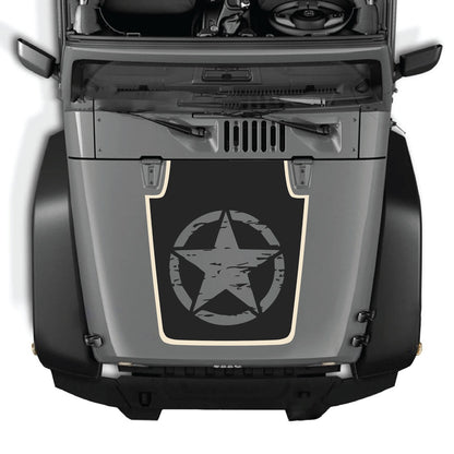 Jeep Wrangler JK/JKU hood decal by CarCode, style #78, black and silver design on vehicle hood for a rugged look