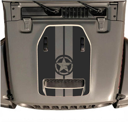 CarCode Jeep Wrangler JL/JLU Rubicon 392 and JT Gladiator Mojave hood decal in Style #73, black graphic design on vehicle hood