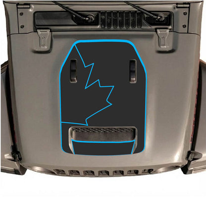 CarCode Jeep Wrangler JL/JLU Rubicon 392 and JT Gladiator Mojave hood decal in style #27, shown on vehicle hood in black and silver.