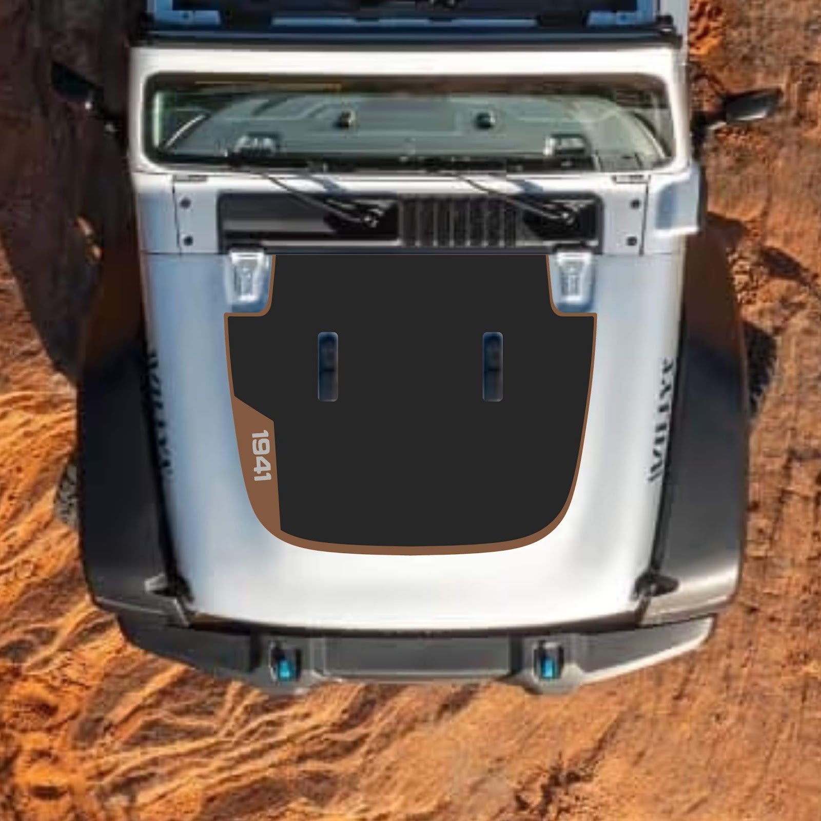 CarCode hood decal for Jeep Wrangler JL, JLU, Gladiator JT, 2018+ models, stylish design on standard hood