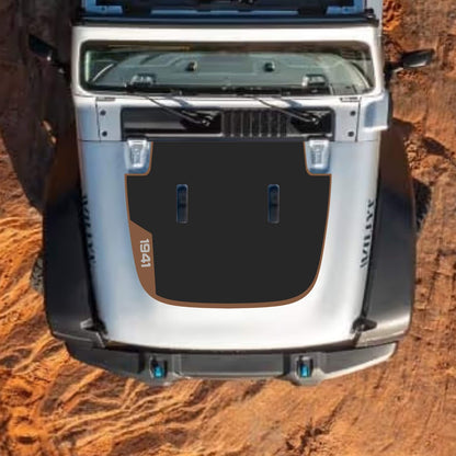 CarCode hood decal for Jeep Wrangler JL, JLU, Gladiator JT, 2018+ models, stylish design on standard hood