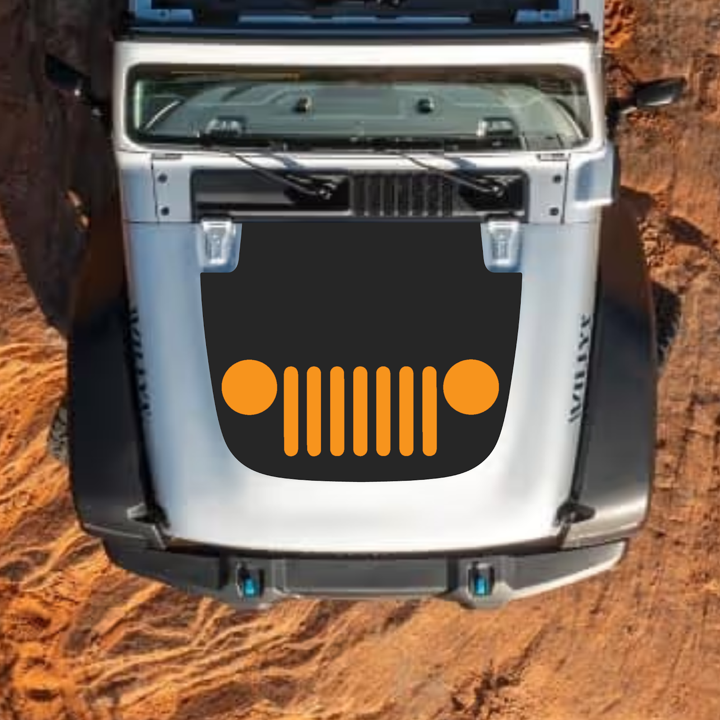 CarCode Jeep Wrangler JL and Gladiator JT hood decal featuring a stylish design for 2018+ models.