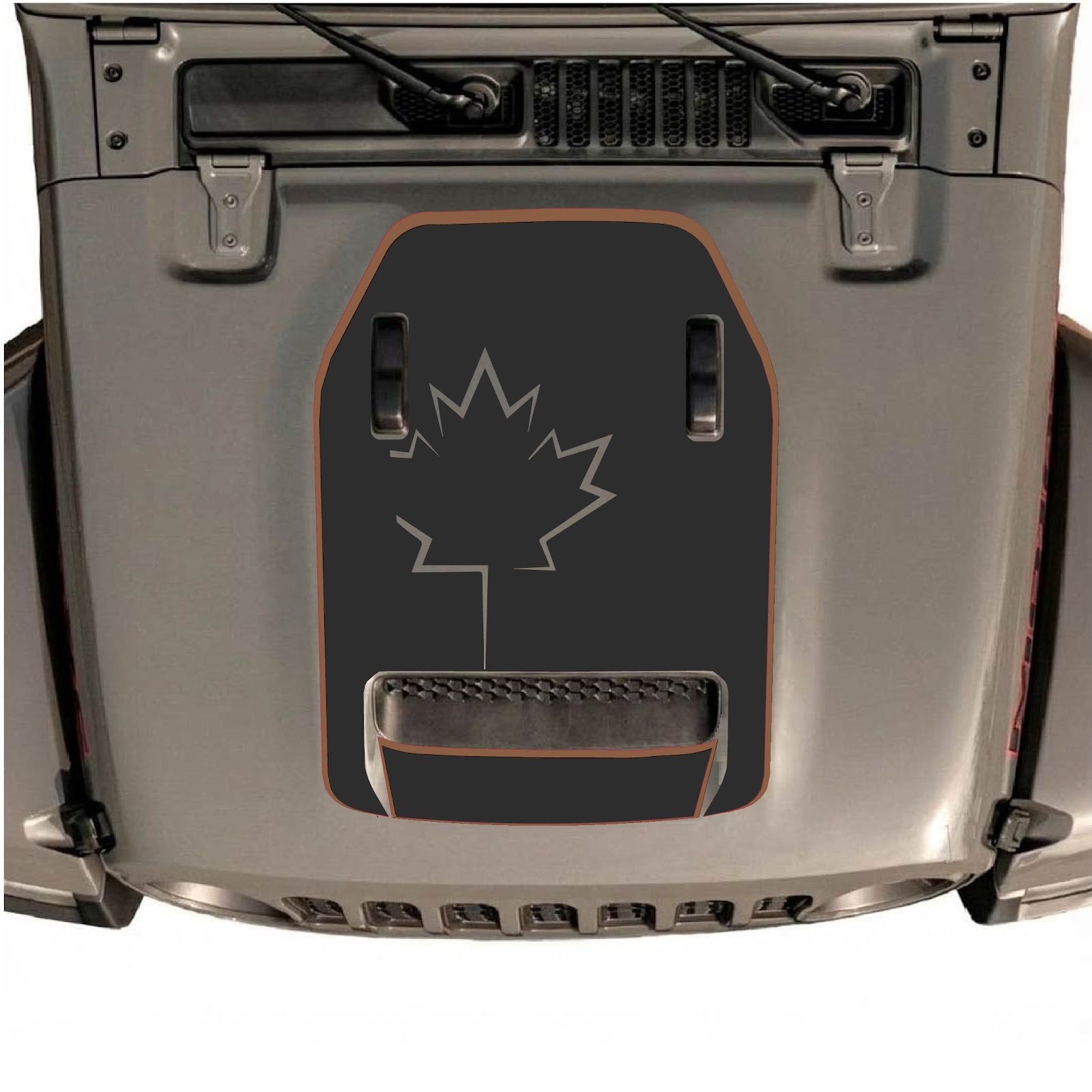 CarCode hood decal for Jeep Wrangler JL/JLU Rubicon 392 and JT Gladiator Mojave 2020-2026, style #80, shown on vehicle hood.
