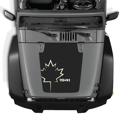 CarCode Jeep Wrangler JK/JKU hood decal Style #10, black and gray graphic design on vehicle's hood, 2007-2018 model.