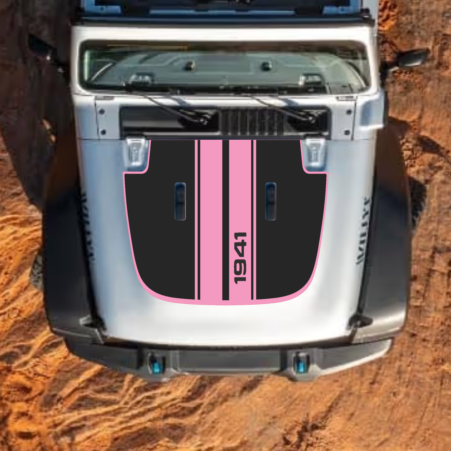 CarCode hood decal for Jeep Wrangler JL and Gladiator JT, stylish standard hood decal with #06 design on black background