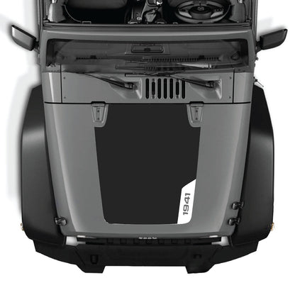 CarCode hood decal for Jeep Wrangler JK/JKU 2007-2018, style #83, featuring a sleek graphic design on the vehicle's hood.