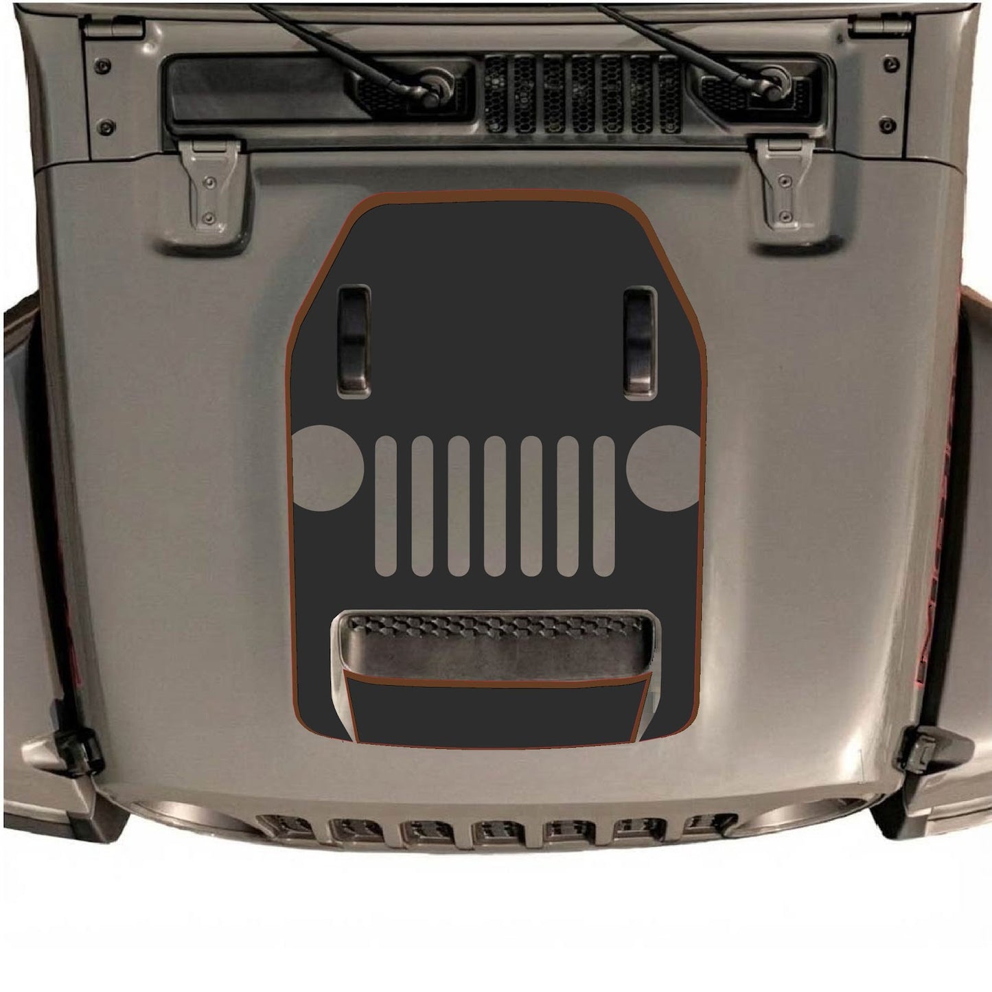 CarCode hood decal for Jeep Wrangler JL/JLU Rubicon 392 and JT Gladiator Mojave 2020-2026, style #69, visible in black and graphic design