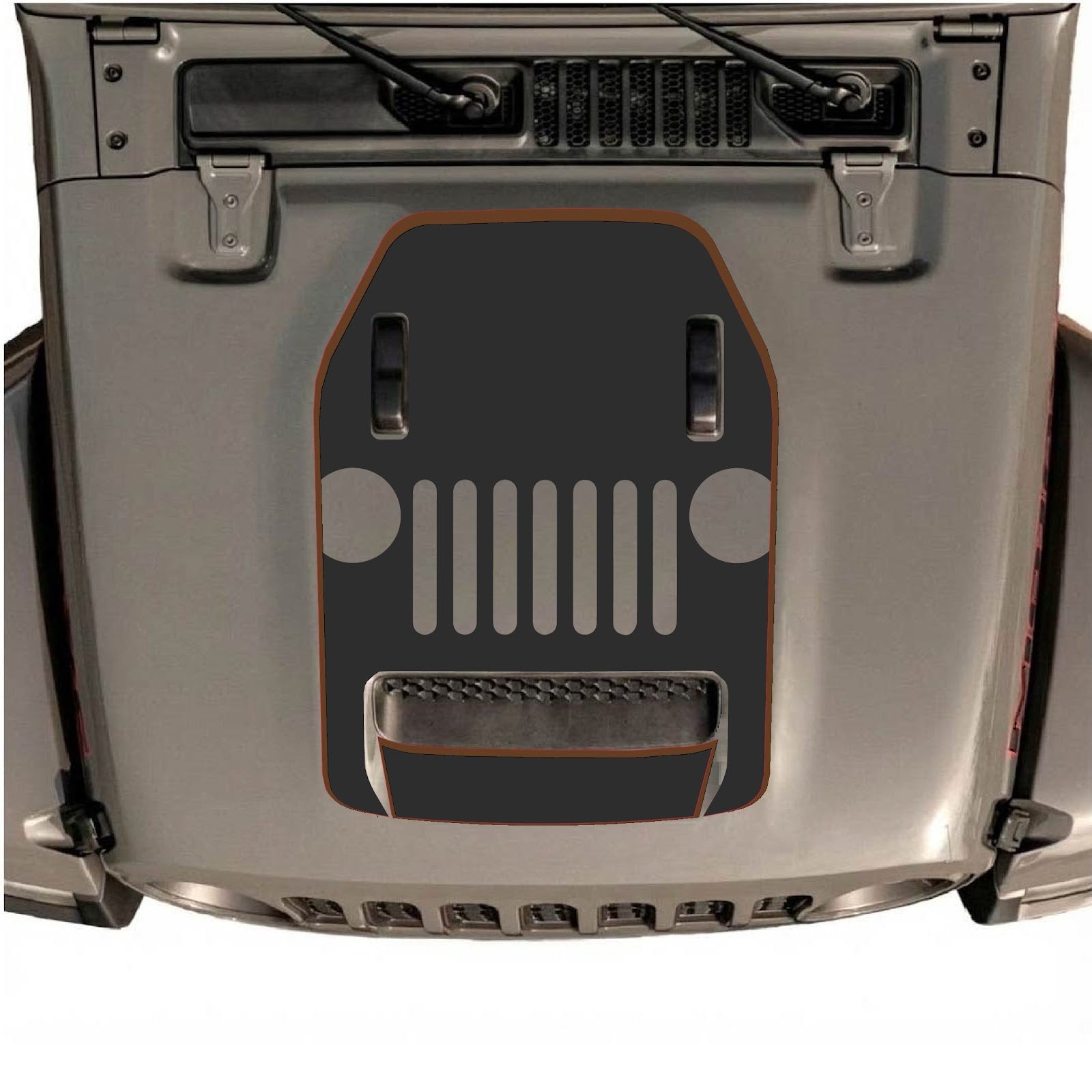 CarCode hood decal for Jeep Wrangler JL/JLU Rubicon 392 and JT Gladiator Mojave 2020-2026, style #69, visible in black and graphic design