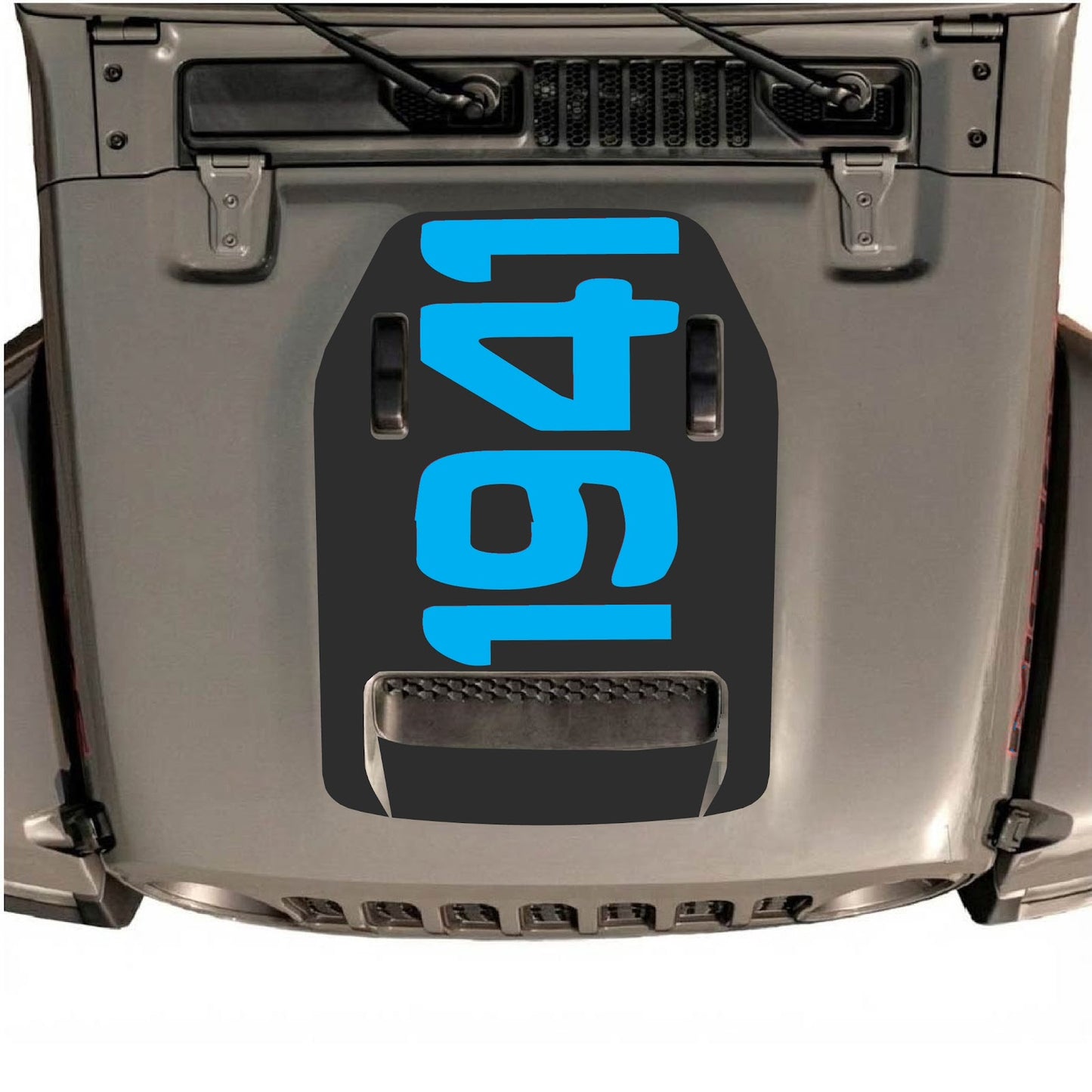 CarCode hood decal for Jeep Wrangler JL/JLU Rubicon 392 and Gladiator Mojave 2020-2026, style #02, shown on vehicle hood.