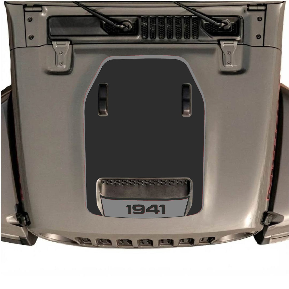 CarCode hood decal for Jeep Wrangler JL/JLU Rubicon 392 and JT Gladiator Mojave 2020-2026, style #63, shown on vehicle hood